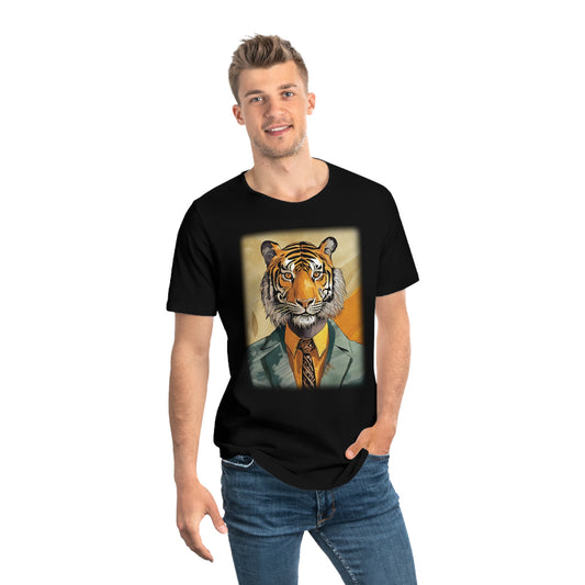 Men's Jersey Curved Hem Tee, Tiger Print T-shirt 2001