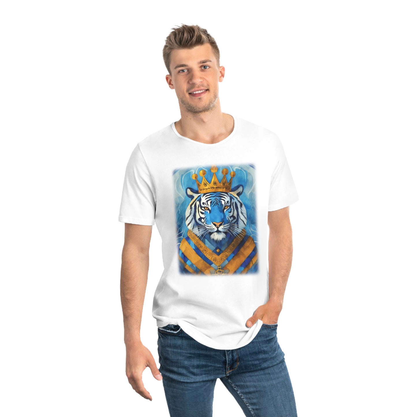 Men's Jersey Curved Hem Tee, Tiger Print T-shirt 2014