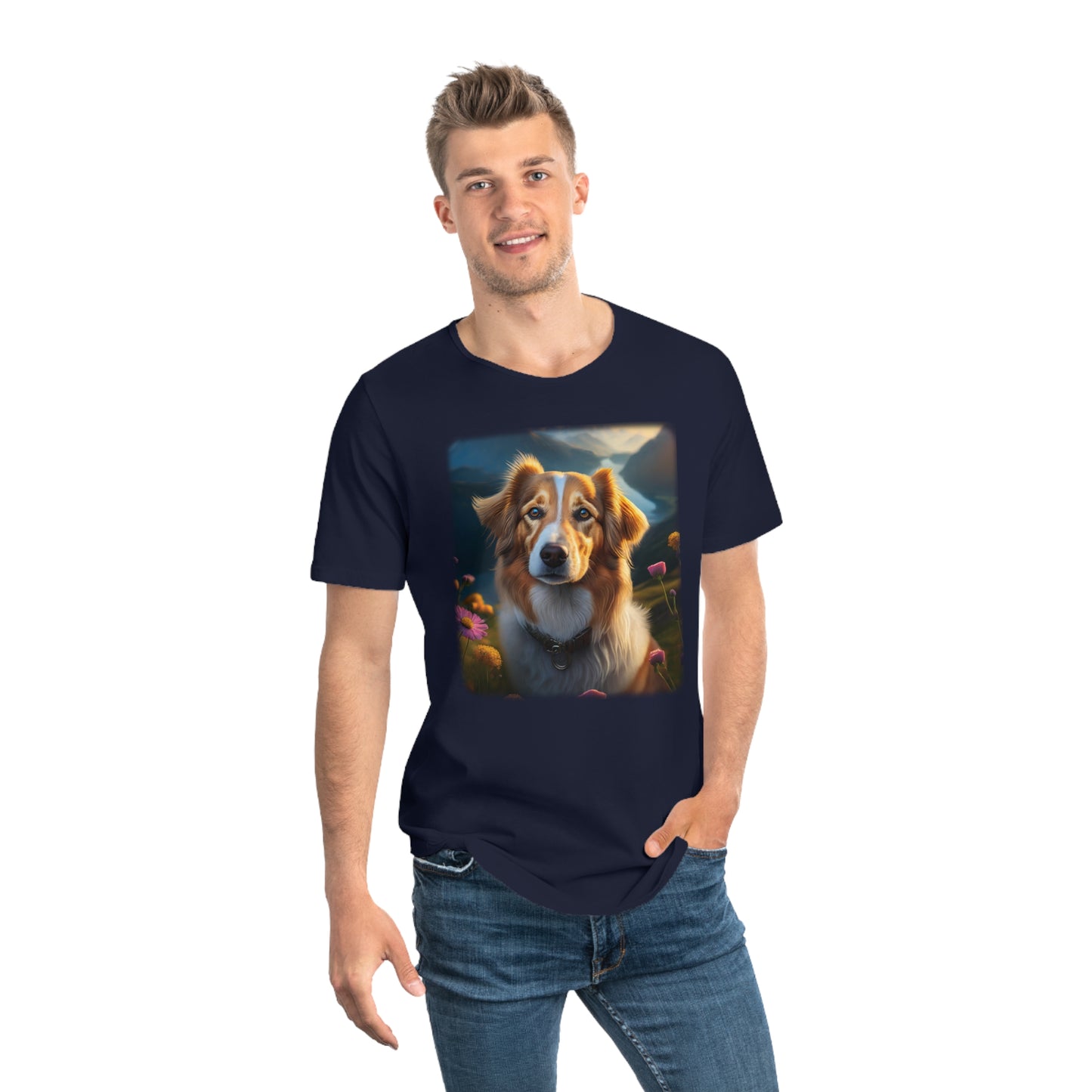 Men's Jersey Curved Hem Tee, Dog Print T-shirt 2100