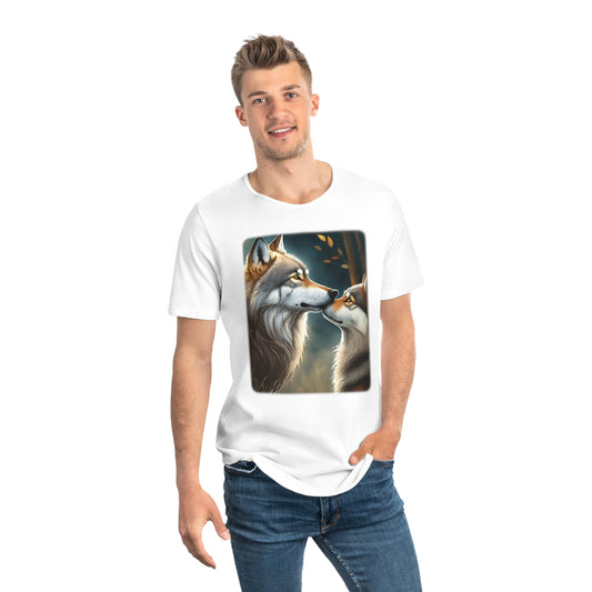 Men's Jersey Curved Hem Tee, Wolf Print T-shirt 2010