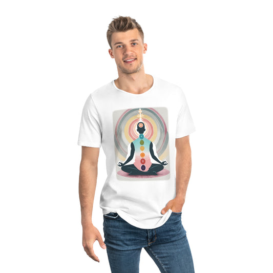 Men's Jersey Curved Hem Tee, Yoga Print T-shirt 2110