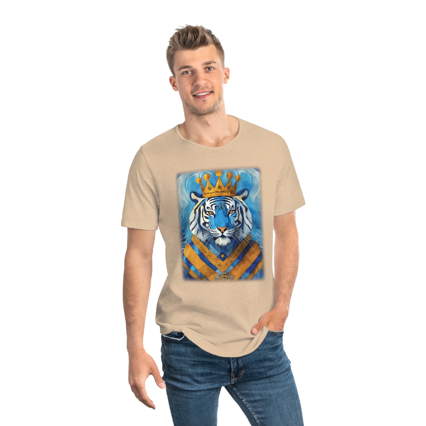 Men's Jersey Curved Hem Tee, Tiger Print T-shirt 2014