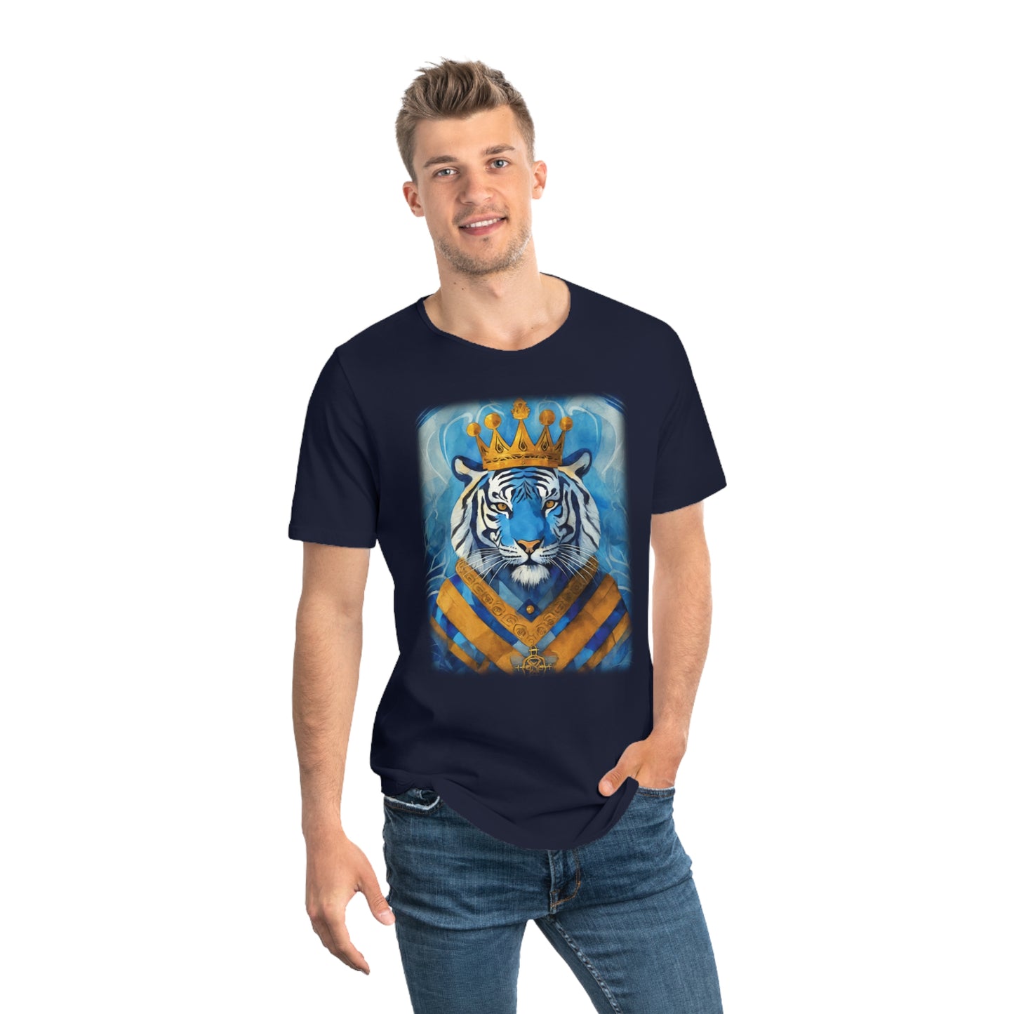 Men's Jersey Curved Hem Tee, Tiger Print T-shirt 2014