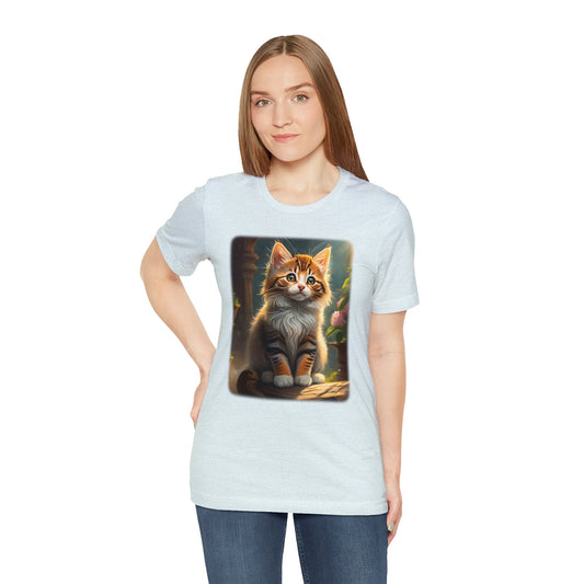 Unisex Jersey Short Sleeve Tee, Kitten Print T-shirt 1201